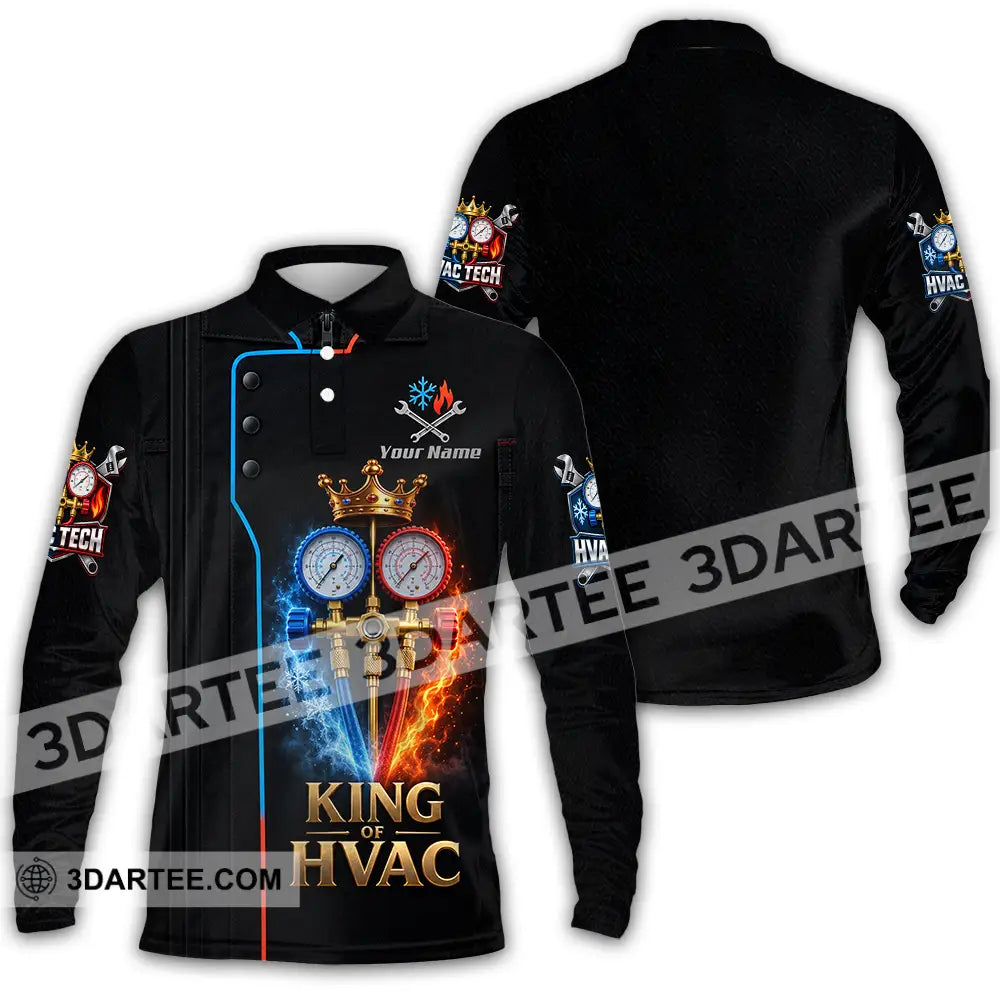 Unisex Shirt - Custom King Of HVAC Shirt - Long Sleeve Polo / S - T-shirt