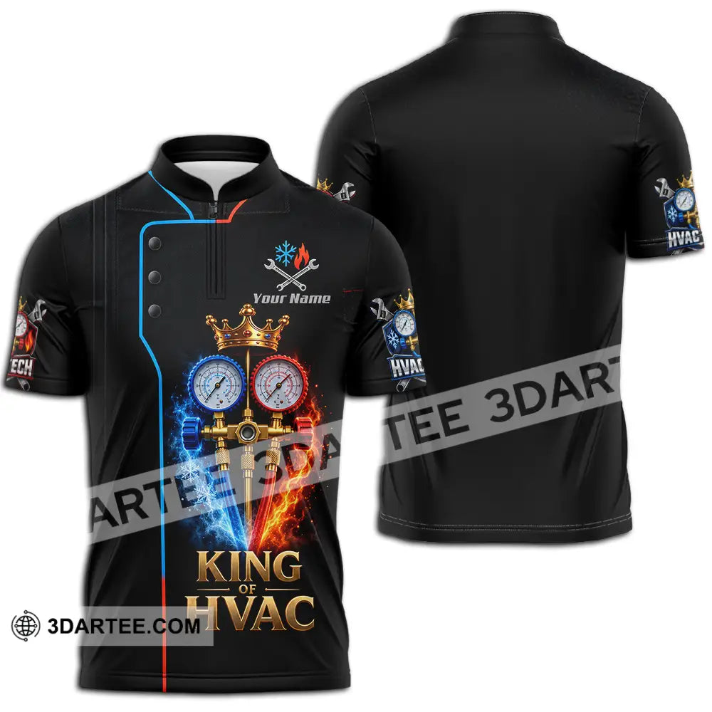 Unisex Shirt - Custom King Of HVAC Shirt - Zipper Polo Shirt / S - T-shirt