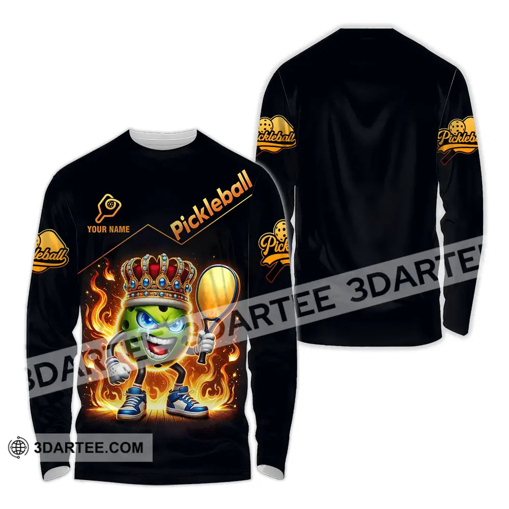 Unisex Shirt - Custom King Of Pickleball Fire Pickleball Shirt Long Sleeve Shirt / S T-shirt