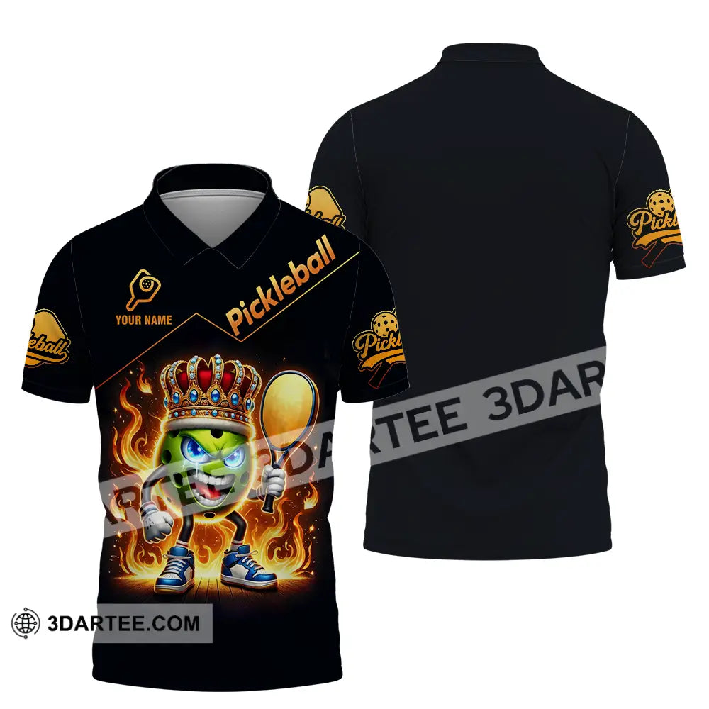 Unisex Shirt - Custom King Of Pickleball Fire Pickleball Shirt Polo Shirt / S T-shirt