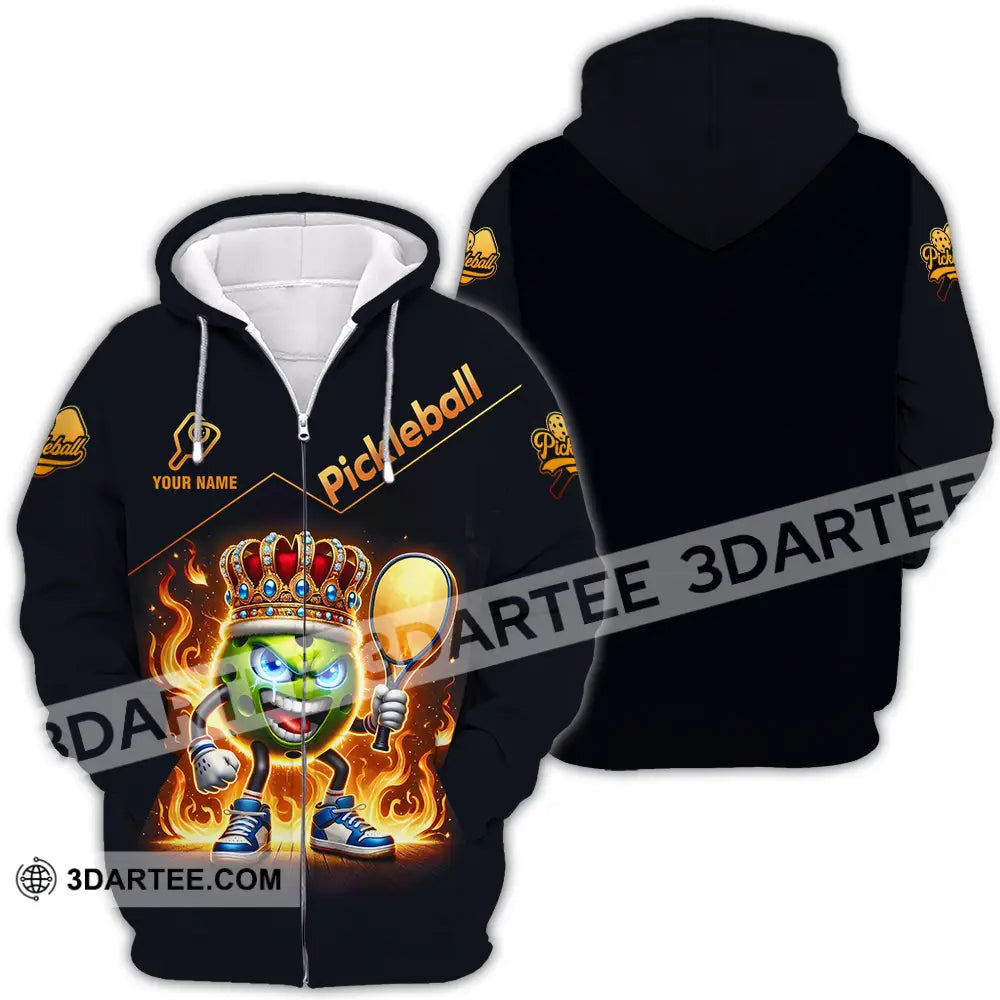 Unisex Shirt - Custom King Of Pickleball Fire Pickleball Shirt Zipper Hoodie / S T-shirt