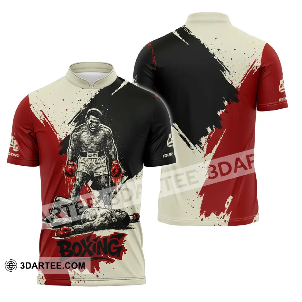 Unisex Shirt - Custom Knock Out Boxing Sport Shirt Zipper Polo Shirt / S T-shirt