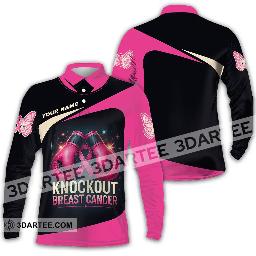 Unisex Shirt - Custom Knock Out Breast Cancer Shirt Long Sleeve Polo / S T-shirt