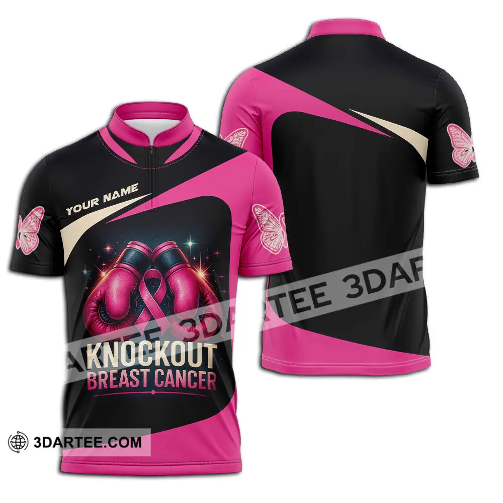 Unisex Shirt - Custom Knock Out Breast Cancer Shirt Zipper Polo Shirt / S T-shirt