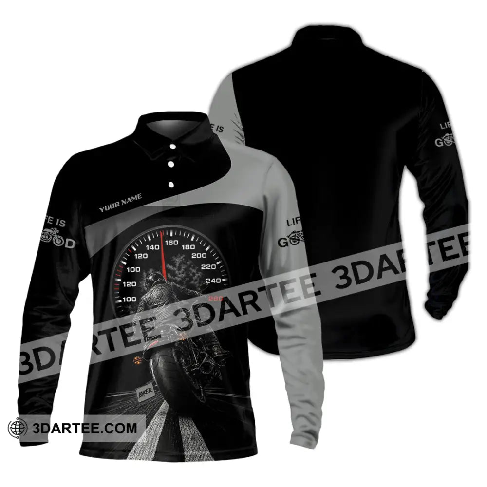 Unisex Shirt - Custom Life Is Good Biker Shirt - Long Sleeve Polo / S - T-shirt