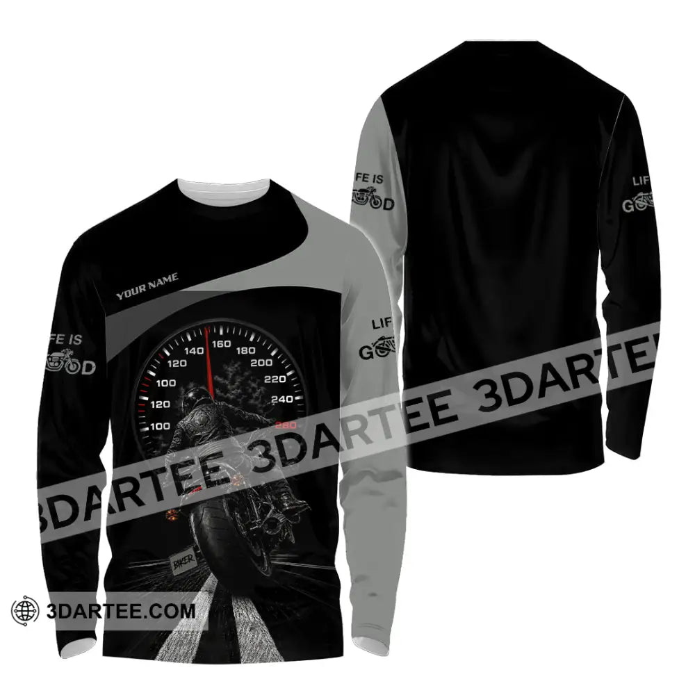 Unisex Shirt - Custom Life Is Good Biker Shirt - Long Sleeve Shirt / S - T-shirt
