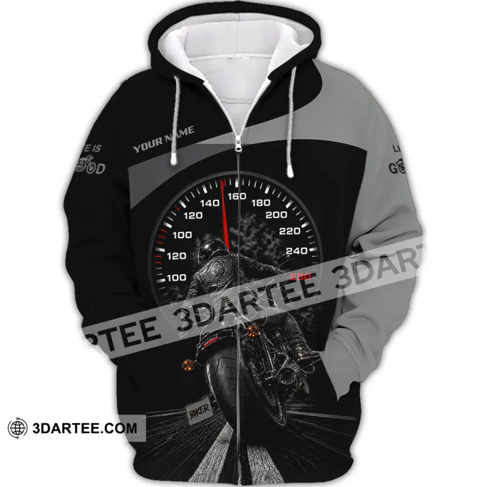 Unisex Shirt - Custom Life Is Good Biker Shirt - Zipper Hoodie / S - T-shirt
