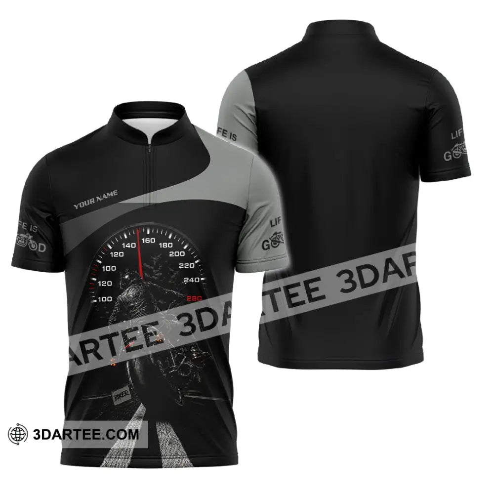 Unisex Shirt - Custom Life Is Good Biker Shirt - Zipper Polo Shirt / S - T-shirt