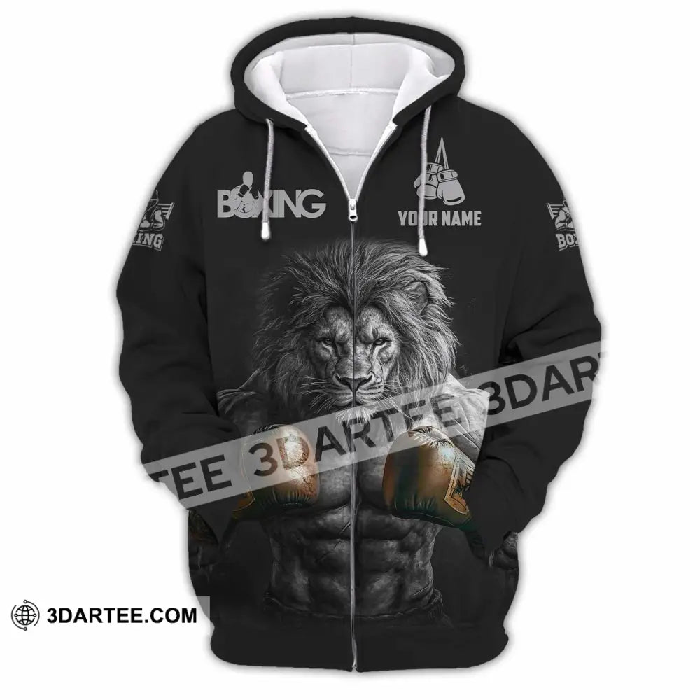 Unisex Shirt - Custom Lion Boxing Lover Sport Shirt Zipper Hoodie / S T-shirt