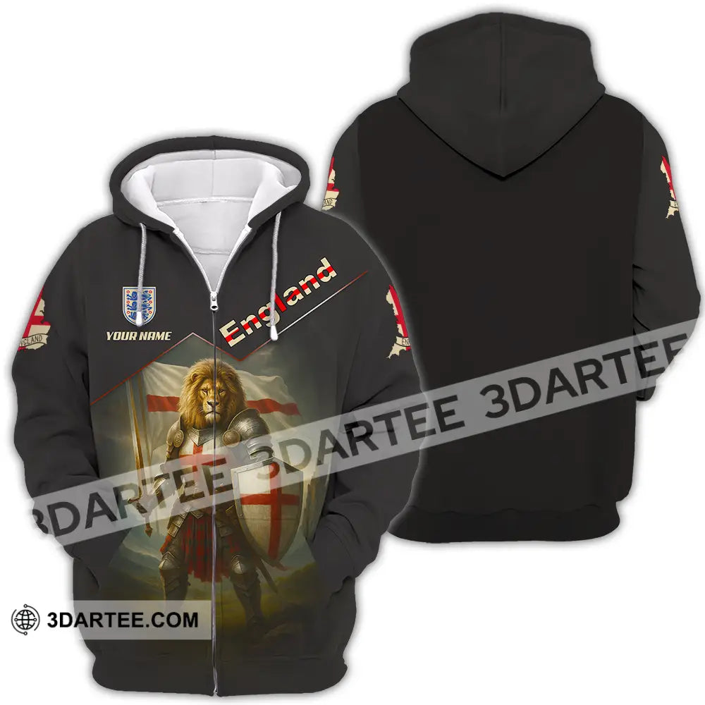 Unisex Shirt - Custom Lion Warrior England Shirt Zipper Hoodie / S T-shirt