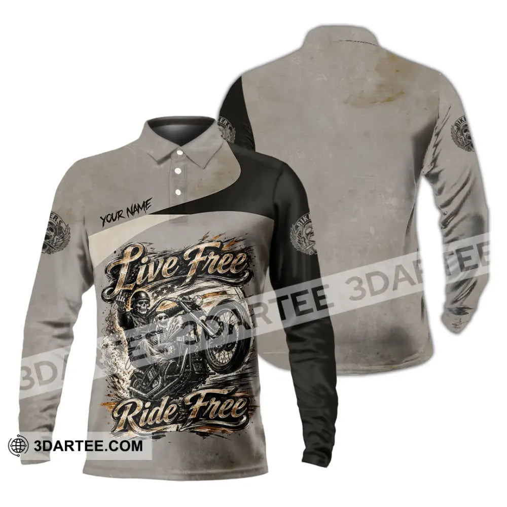Unisex Shirt - Custom Live Free Ride Free Shirt - Long Sleeve Polo / S - T-shirt