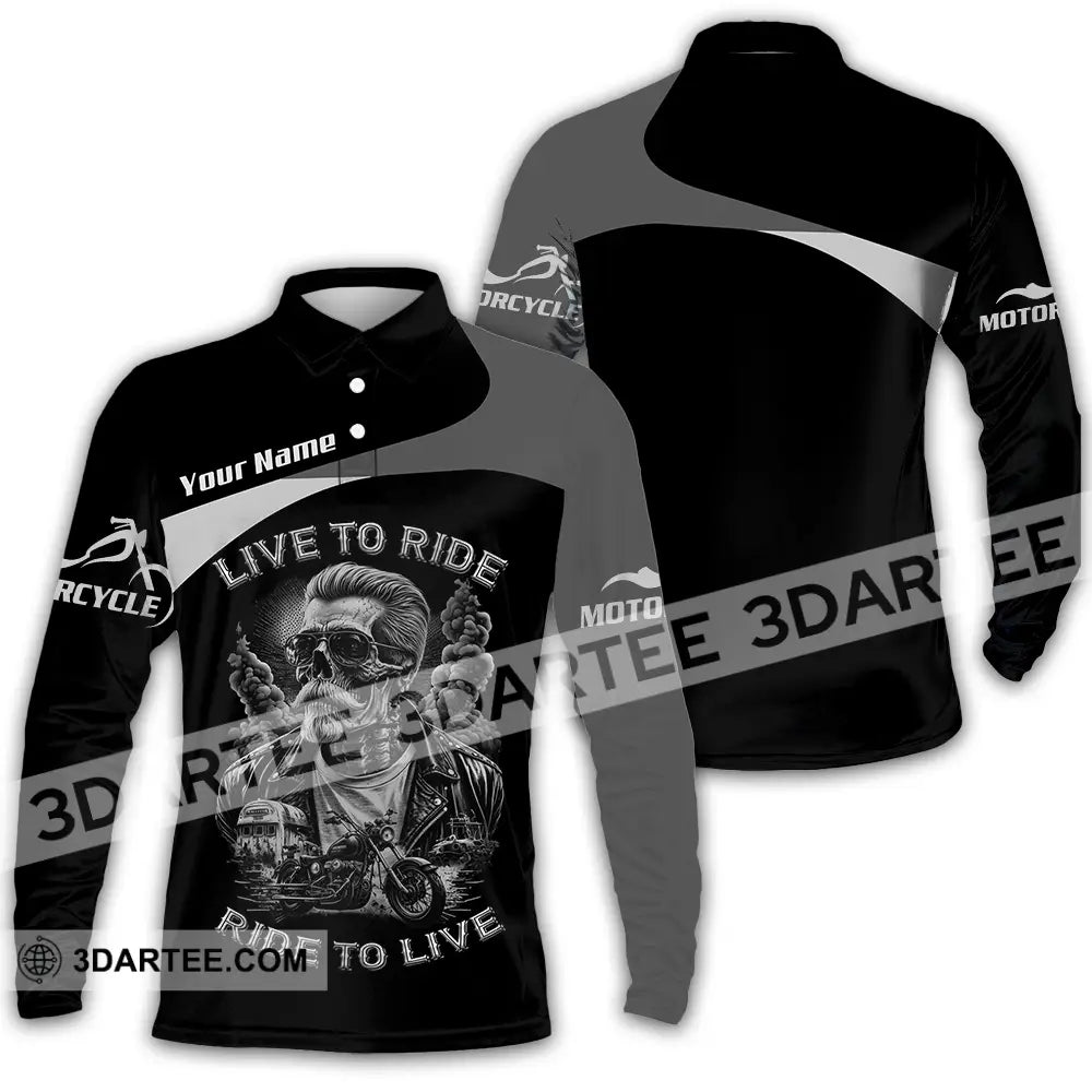 Unisex Shirt - Custom Live To Ride Ride To Live 3D Shirt - Long Sleeve Polo / S - T-shirt