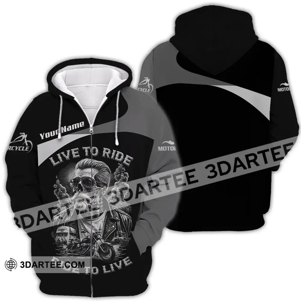 Unisex Shirt - Custom Live To Ride Ride To Live 3D Shirt - Zipper Hoodie / S - T-shirt