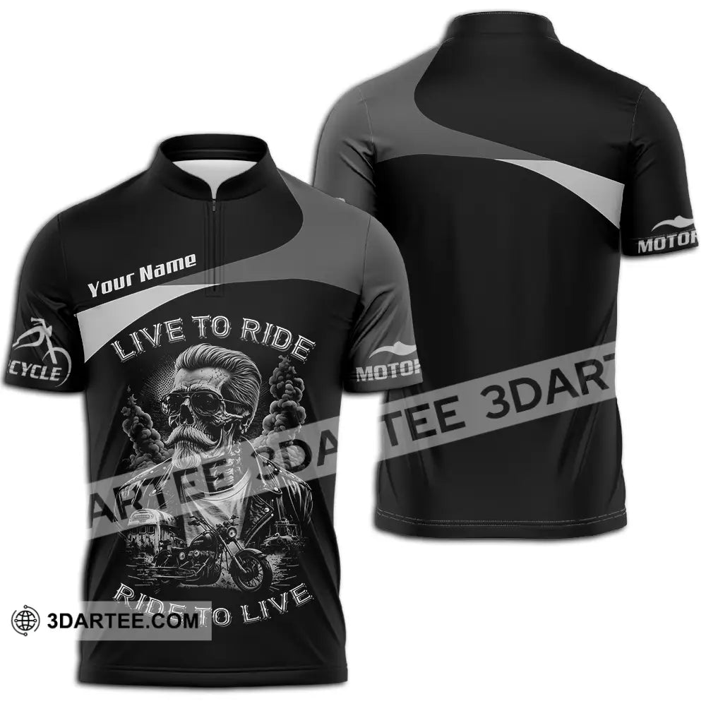 Unisex Shirt - Custom Live To Ride Ride To Live 3D Shirt - Zipper Polo Shirt / S - T-shirt