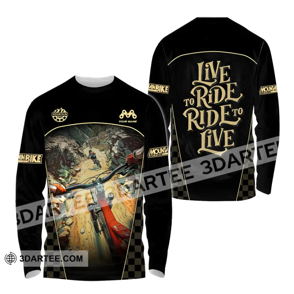 Unisex Shirt - Custom Live To Ride Mountain Bike Shirt Long Sleeve Shirt / S T-shirt