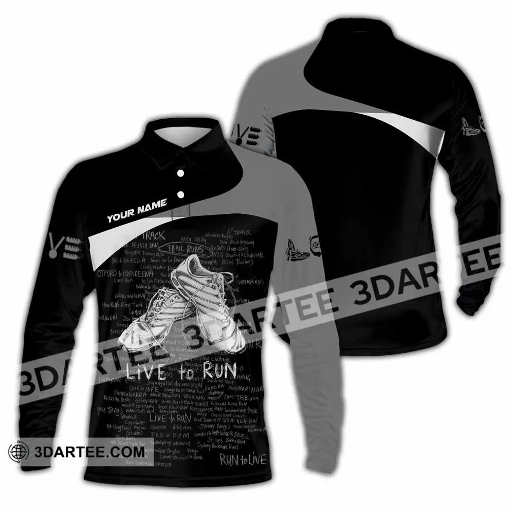 Unisex Shirt - Custom Live To Run 3D Shirt - Long Sleeve Polo / S - T-shirt
