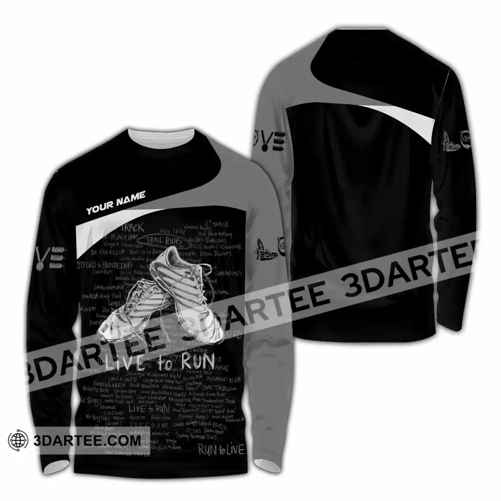 Unisex Shirt - Custom Live To Run 3D Shirt - Long Sleeve Shirt / S - T-shirt