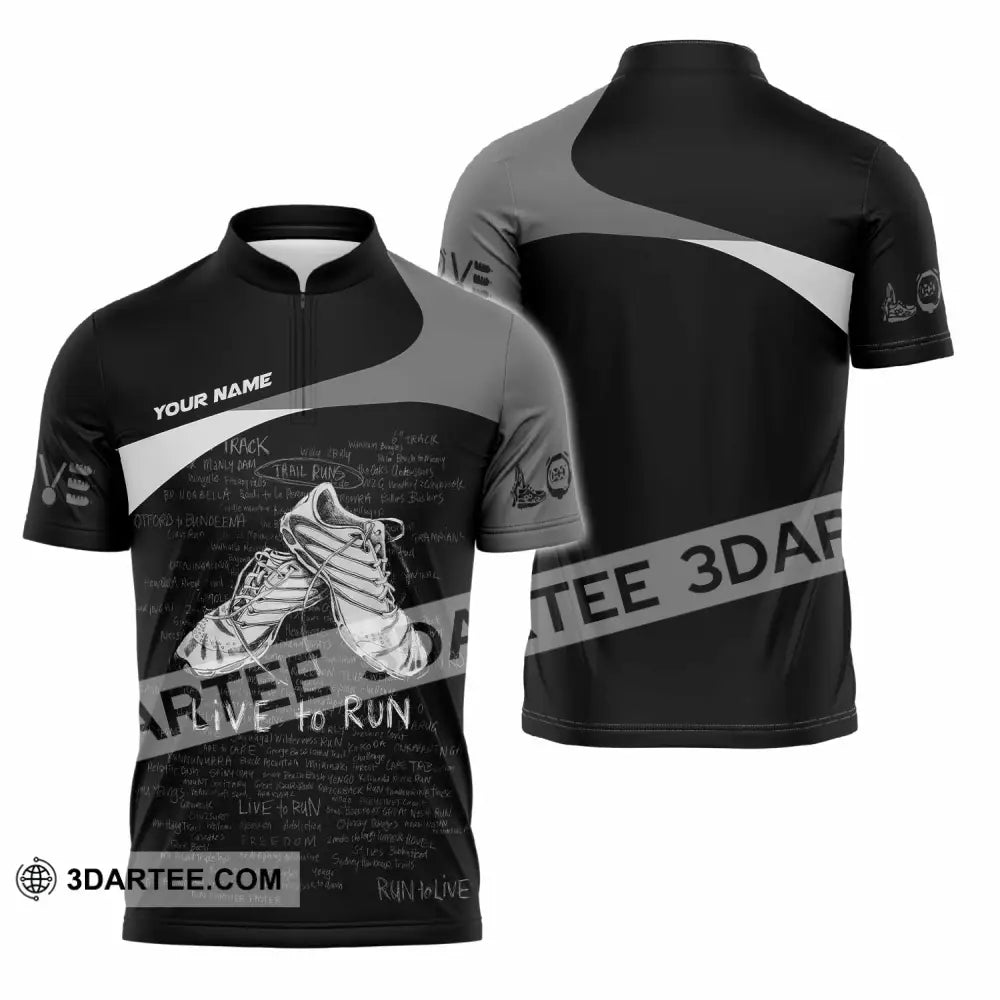 Unisex Shirt - Custom Live To Run 3D Shirt - Zipper Polo Shirt / S - T-shirt