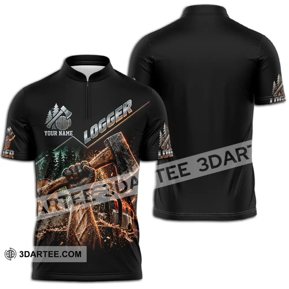 Unisex Shirt - Custom Logger Shirt - Zipper Polo Shirt / S - T-shirt