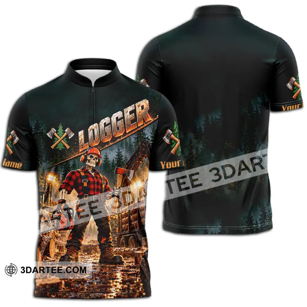 Unisex Shirt - Custom Logger Shirt - Zipper Polo Shirt / S - T-shirt