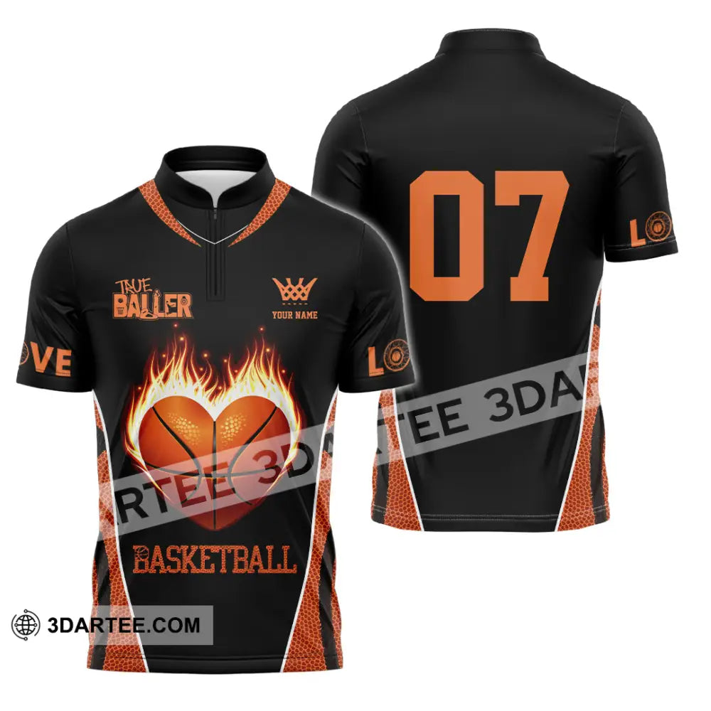 Unisex Shirt - Custom Love Basketball Shirt Zipper Polo Shirt / S T-shirt