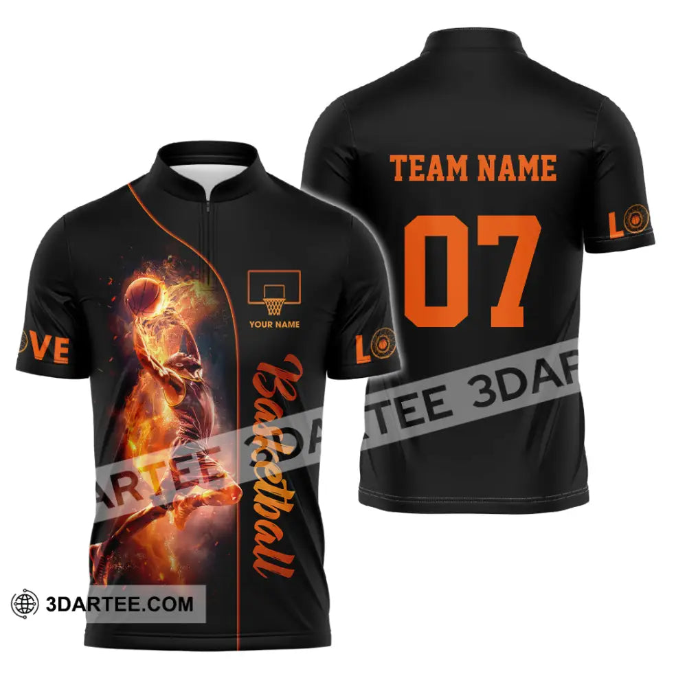 Unisex Shirt - Custom Love Basketball Shirt Zipper Polo Shirt / S T-shirt