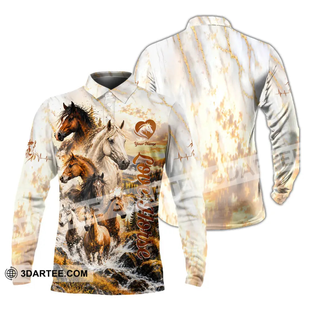 Unisex Shirt - Custom Love Horse Shirt - Long Sleeve Polo / S - T-shirt