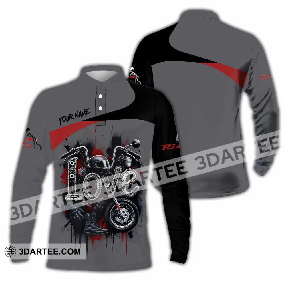 Unisex Shirt - Custom Love Rider 3D Shirt - Long Sleeve Polo / S - T-shirt