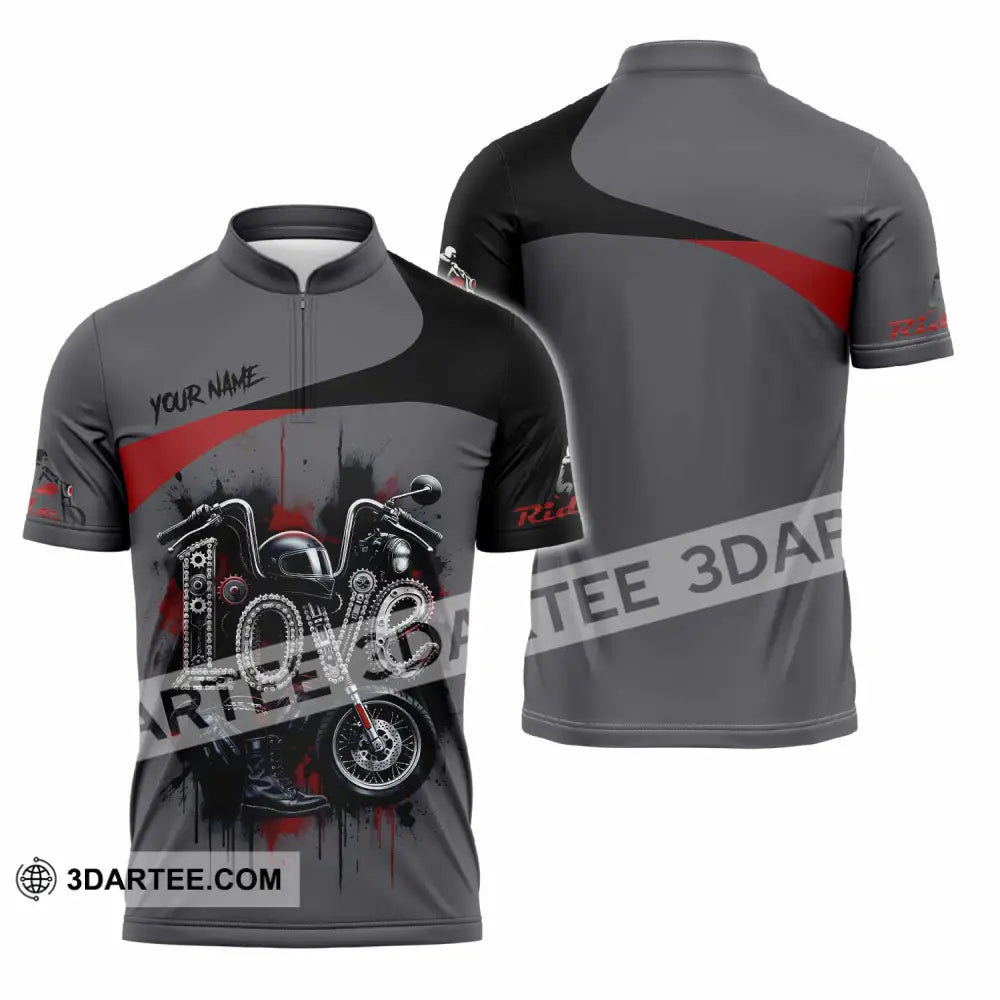 Unisex Shirt - Custom Love Rider 3D Shirt - Zipper Polo Shirt / S - T-shirt
