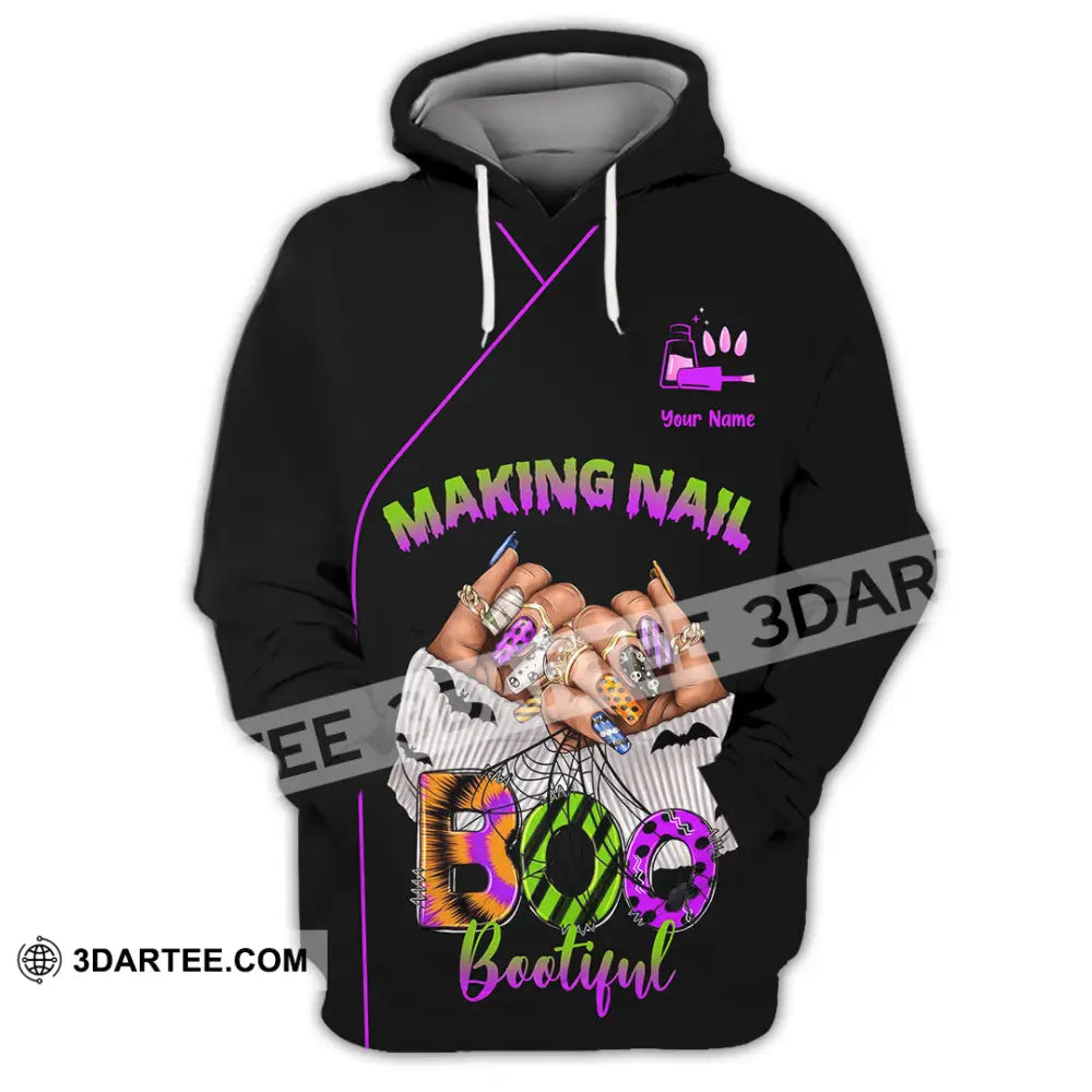 Unisex Shirt - Custom Making Nail Bootiful Halloween Nails Artist Shirt Hoodie / S T-shirt