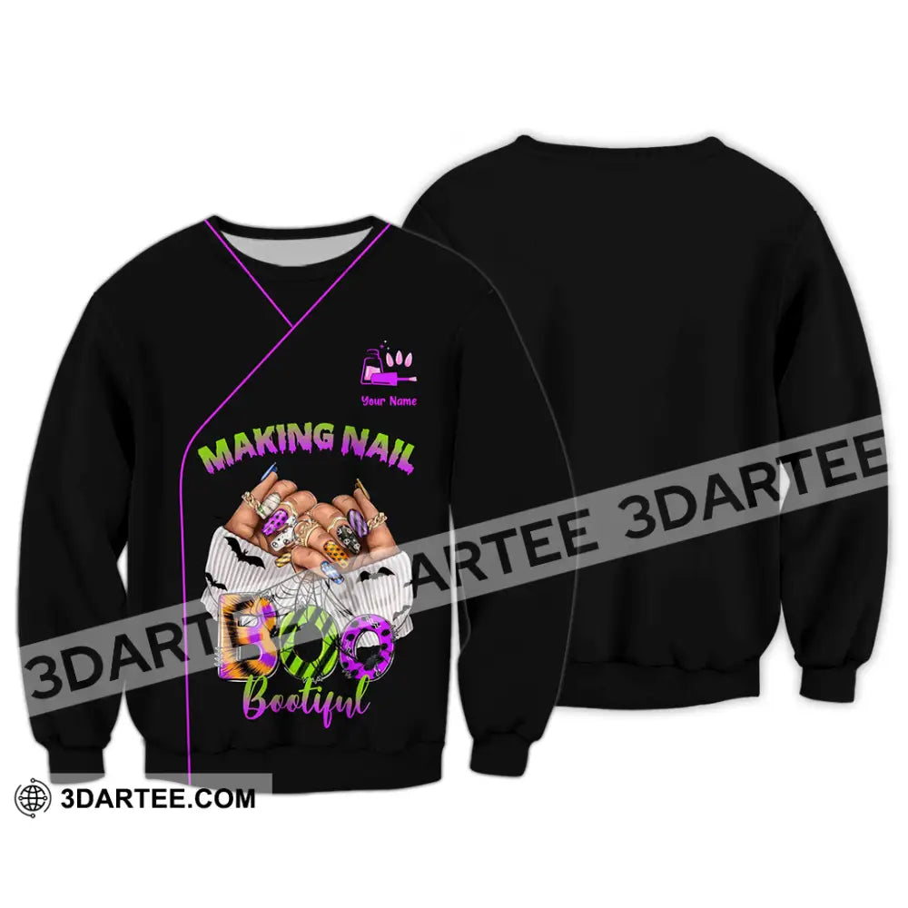 Unisex Shirt - Custom Making Nail Bootiful Halloween Nails Artist Shirt Long Sleeve / S T-shirt