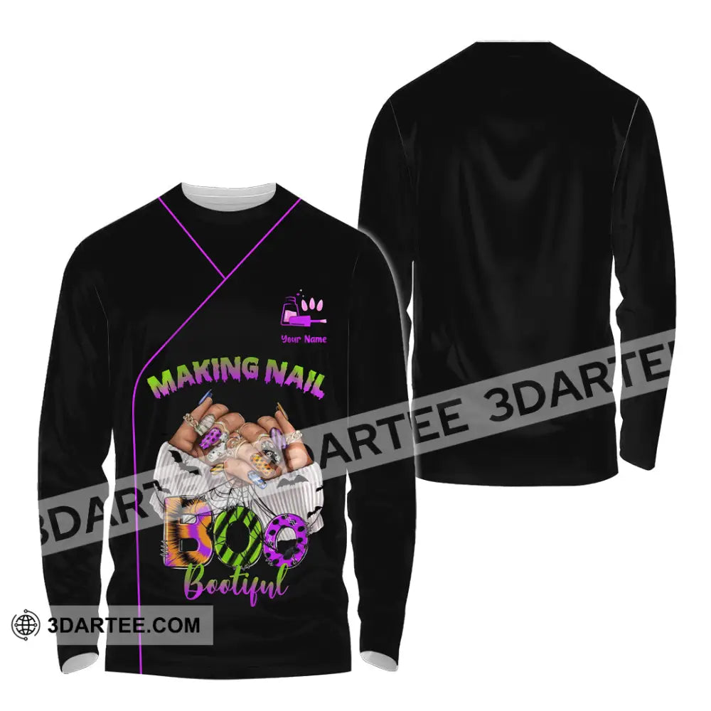 Unisex Shirt - Custom Making Nail Bootiful Halloween Nails Artist Shirt Long Sleeve Shirt / S T-shirt