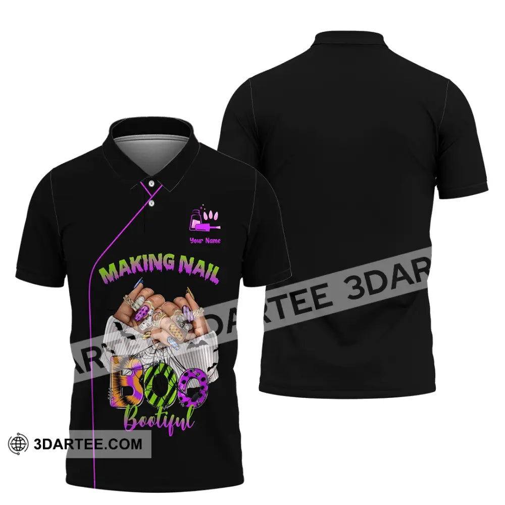 Unisex Shirt - Custom Making Nail Bootiful Halloween Nails Artist Shirt Polo Shirt / S T-shirt