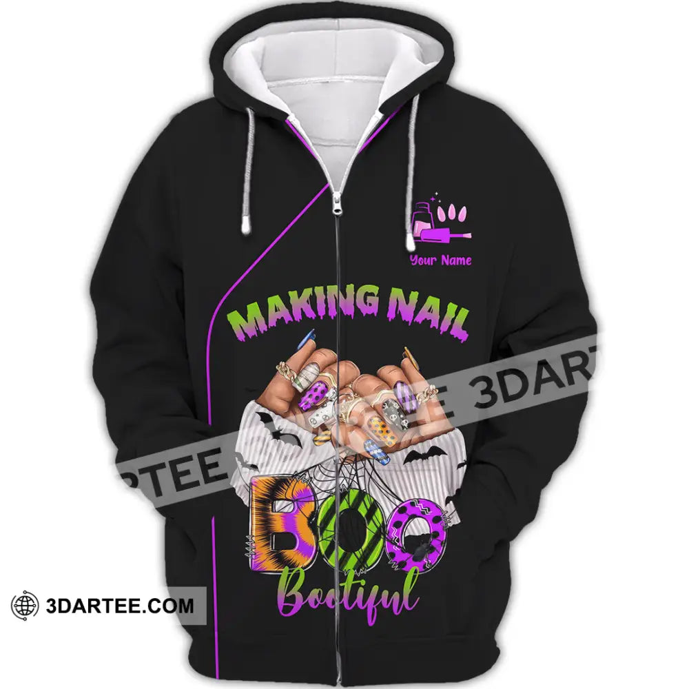 Unisex Shirt - Custom Making Nail Bootiful Halloween Nails Artist Shirt Zipper Hoodie / S T-shirt