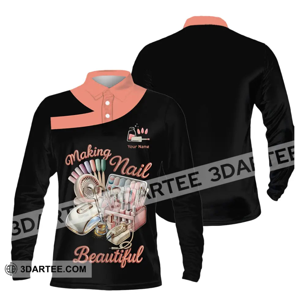 Unisex Shirt Custom Making Nails Beautiful Shirt Long Sleeve Polo / S T shirt