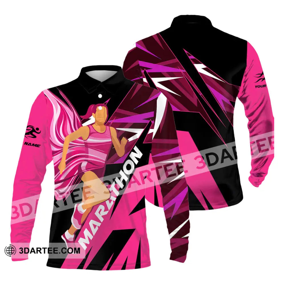 Unisex Shirt - Custom Marathon 3D Shirt Long Sleeve Polo / S T-shirt