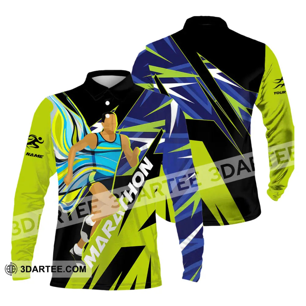 Unisex Shirt - Custom Marathon 3D Shirt Long Sleeve Polo / S T-shirt