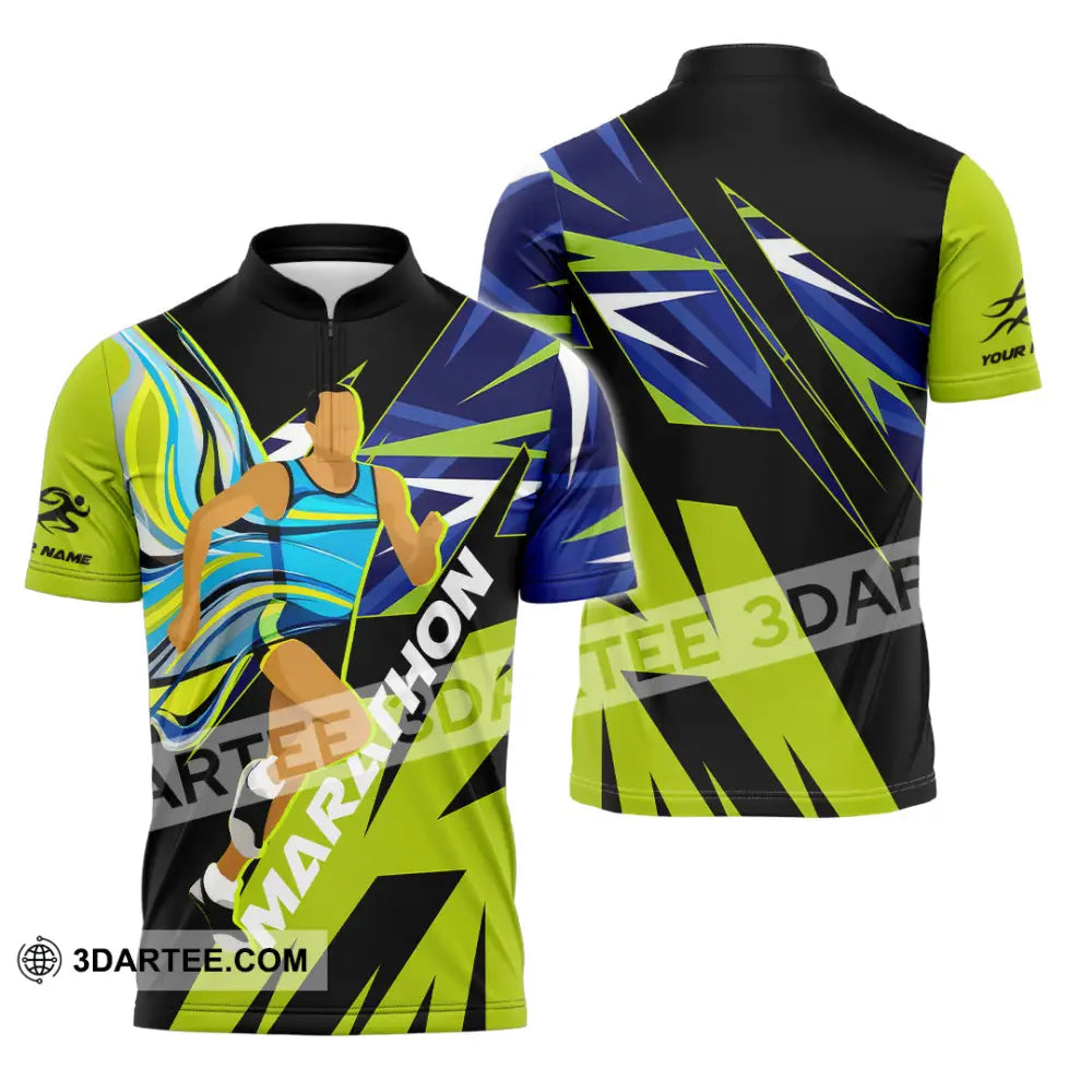 Unisex Shirt - Custom Marathon 3D Shirt Zipper Polo Shirt / S T-shirt