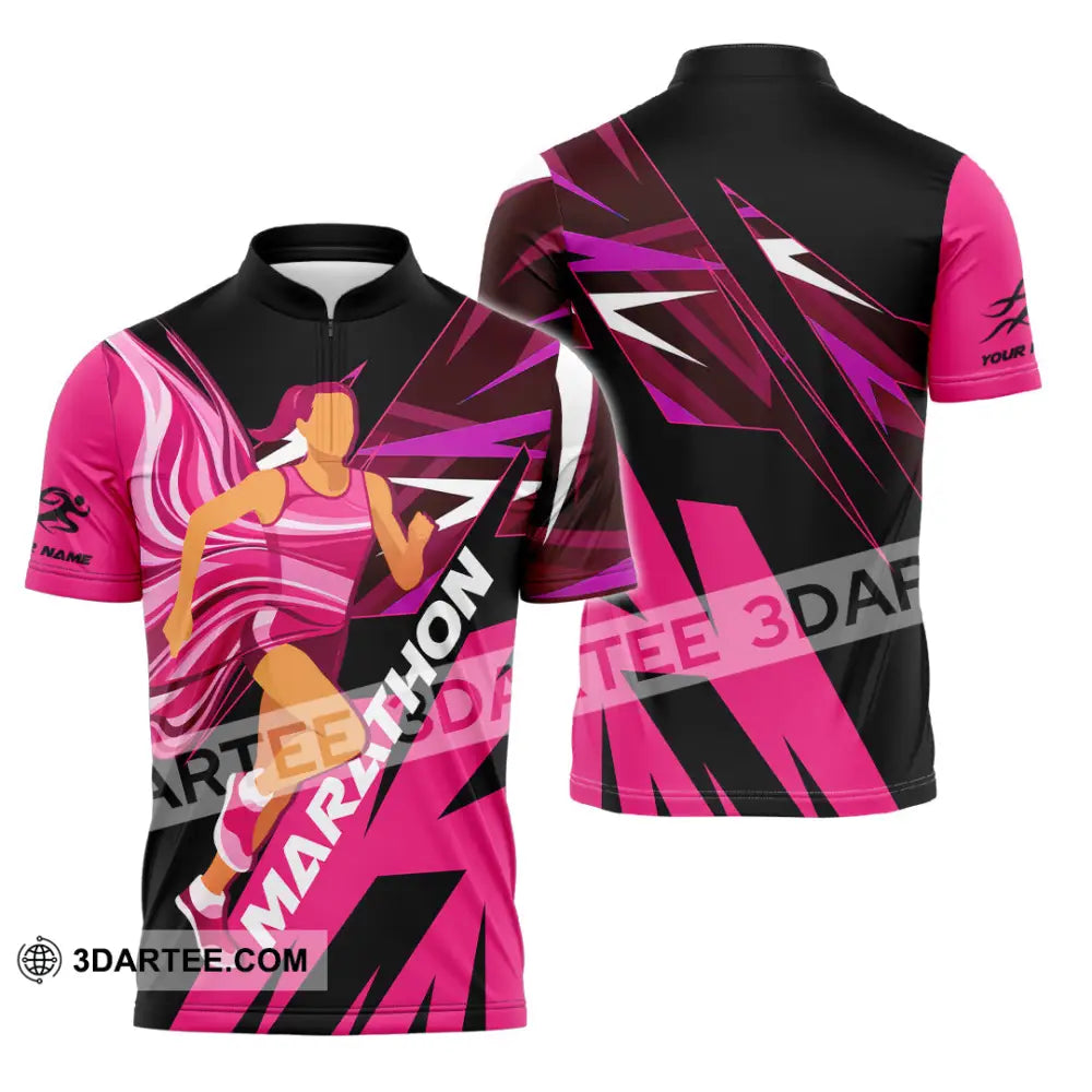 Unisex Shirt - Custom Marathon 3D Shirt Zipper Polo Shirt / S T-shirt