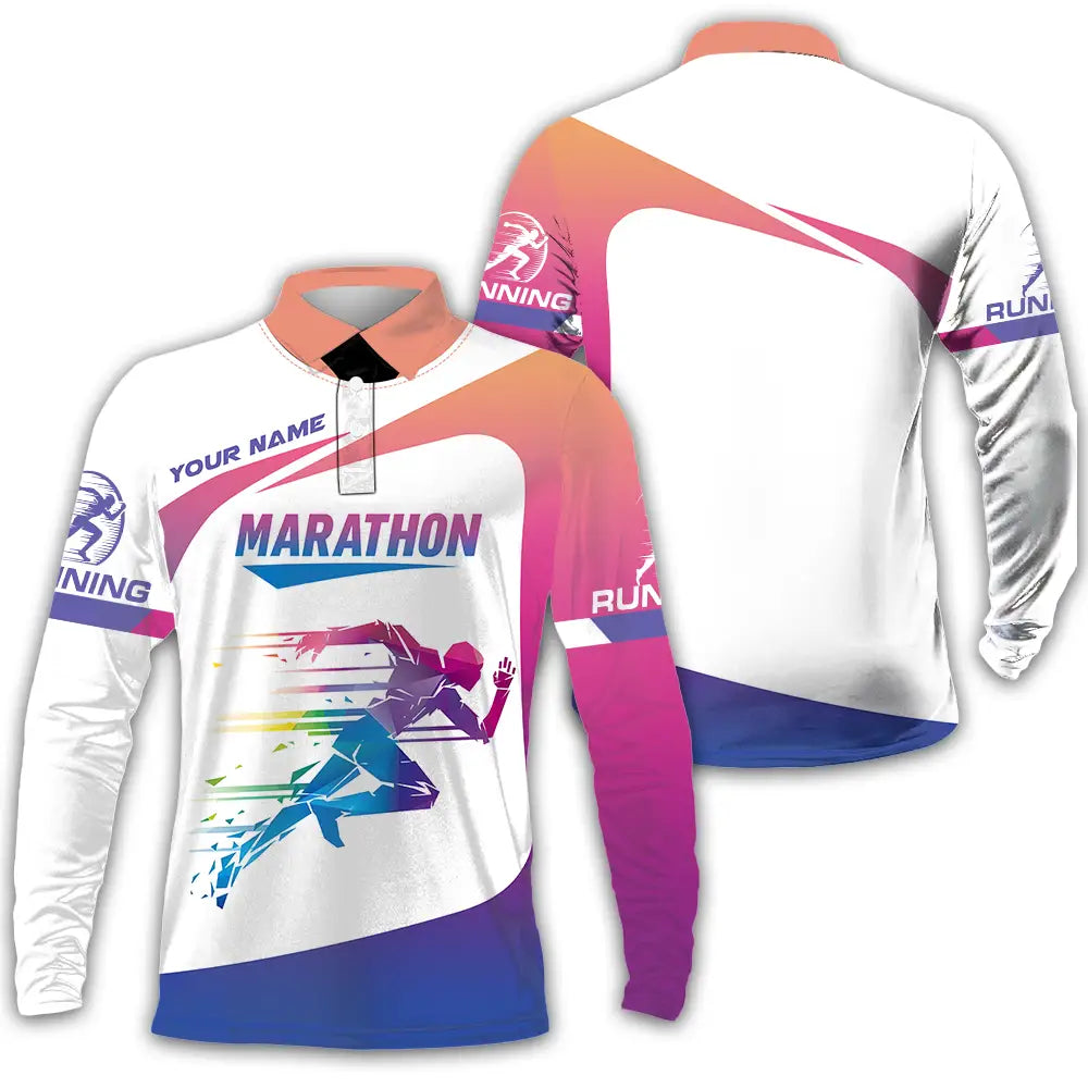 Unisex Shirt - Custom Marathon Running Lover Sport Shirt Long Sleeve Polo / S T-shirt
