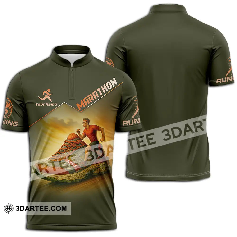 Unisex Shirt - Custom Marathon Running Lover Sport Shirt Zipper Polo Shirt / S T-shirt