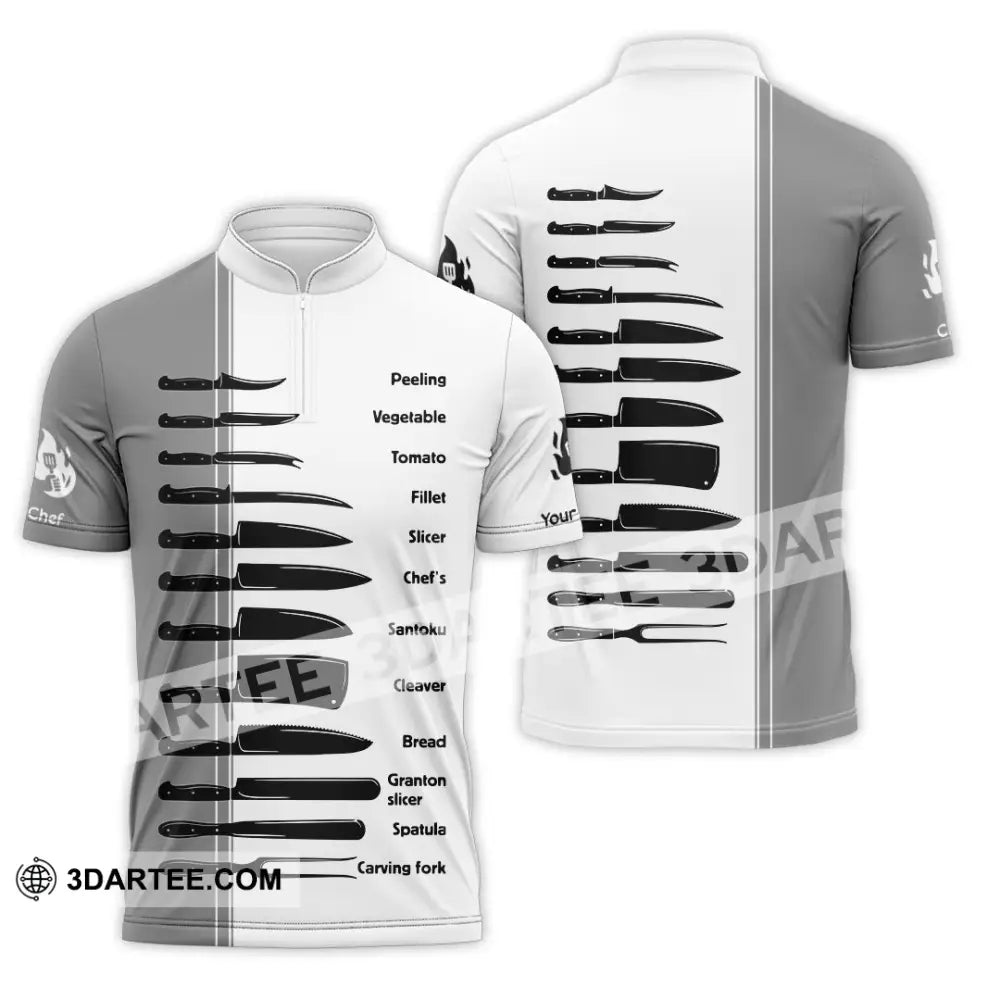 Unisex Shirt - Custom Master Chef Knife Collection Shirt Zipper Polo Shirt / S T-shirt