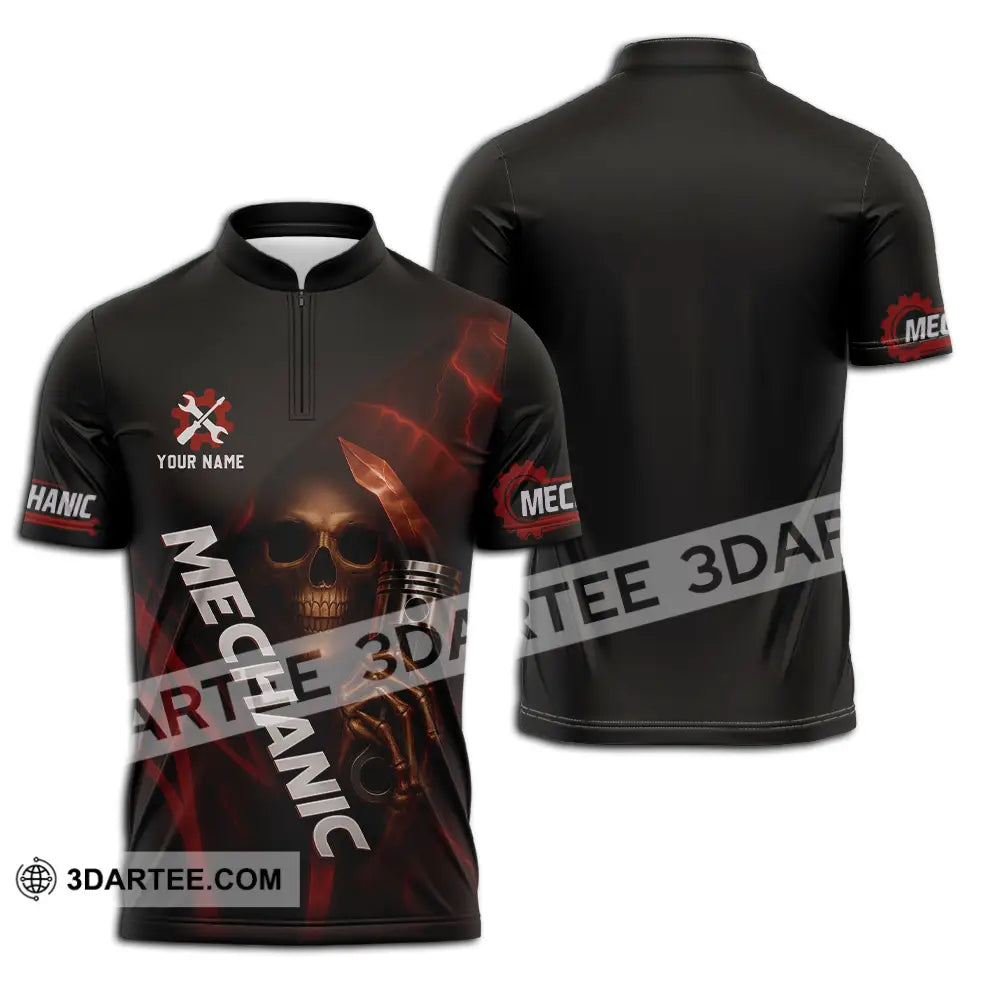 Unisex Shirt Custom Mechanic Shirt Zipper Polo Shirt / S T shirt