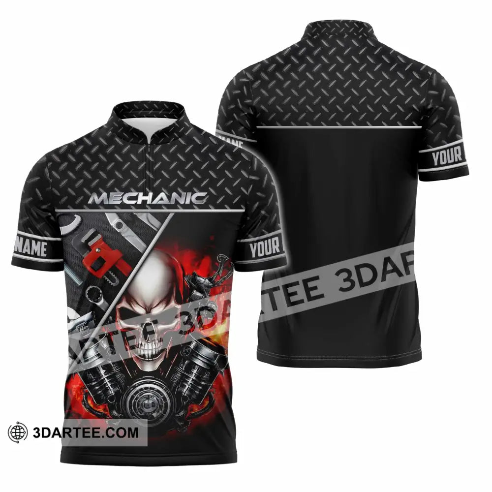 Unisex Shirt Custom Mechanic Shirt Zipper Polo Shirt / S T shirt