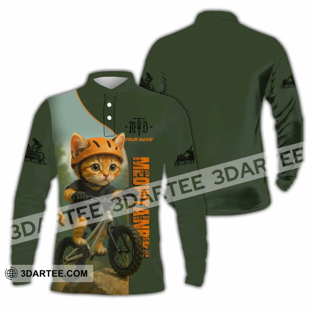 Unisex Shirt - Custom Meowtain Bike Shirt Long Sleeve Polo / S T-shirt