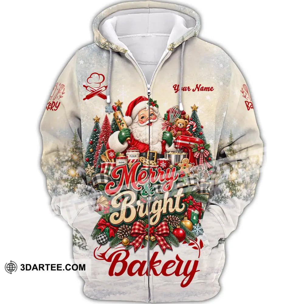 Unisex Shirt - Custom Merry Bright Bakery Shirt - Zipper Hoodie / S - T-shirt