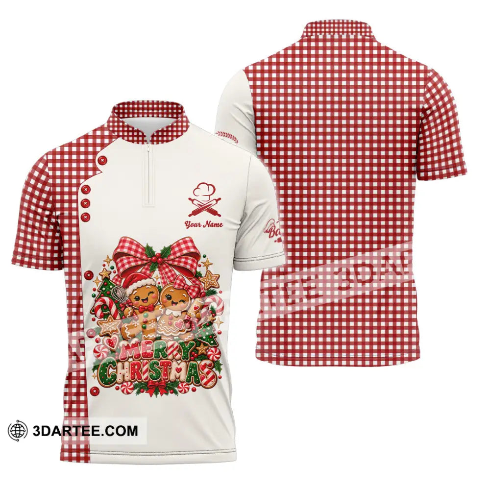 Unisex Shirt - Custom Merry Christmas Shirt - Zipper Polo Shirt / S - T-shirt