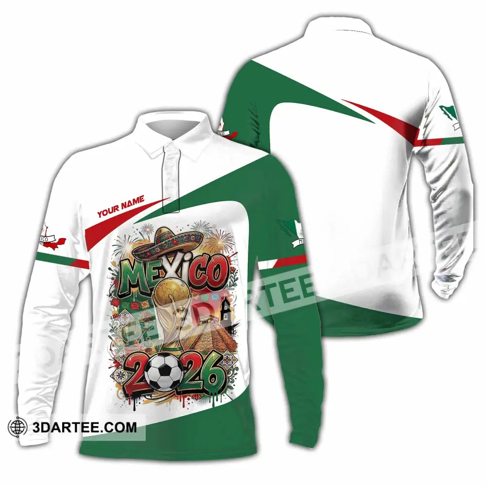 Unisex Shirt - Custom Mexico World Cup 2026 3D Shirt Long Sleeve Polo / S T-shirt