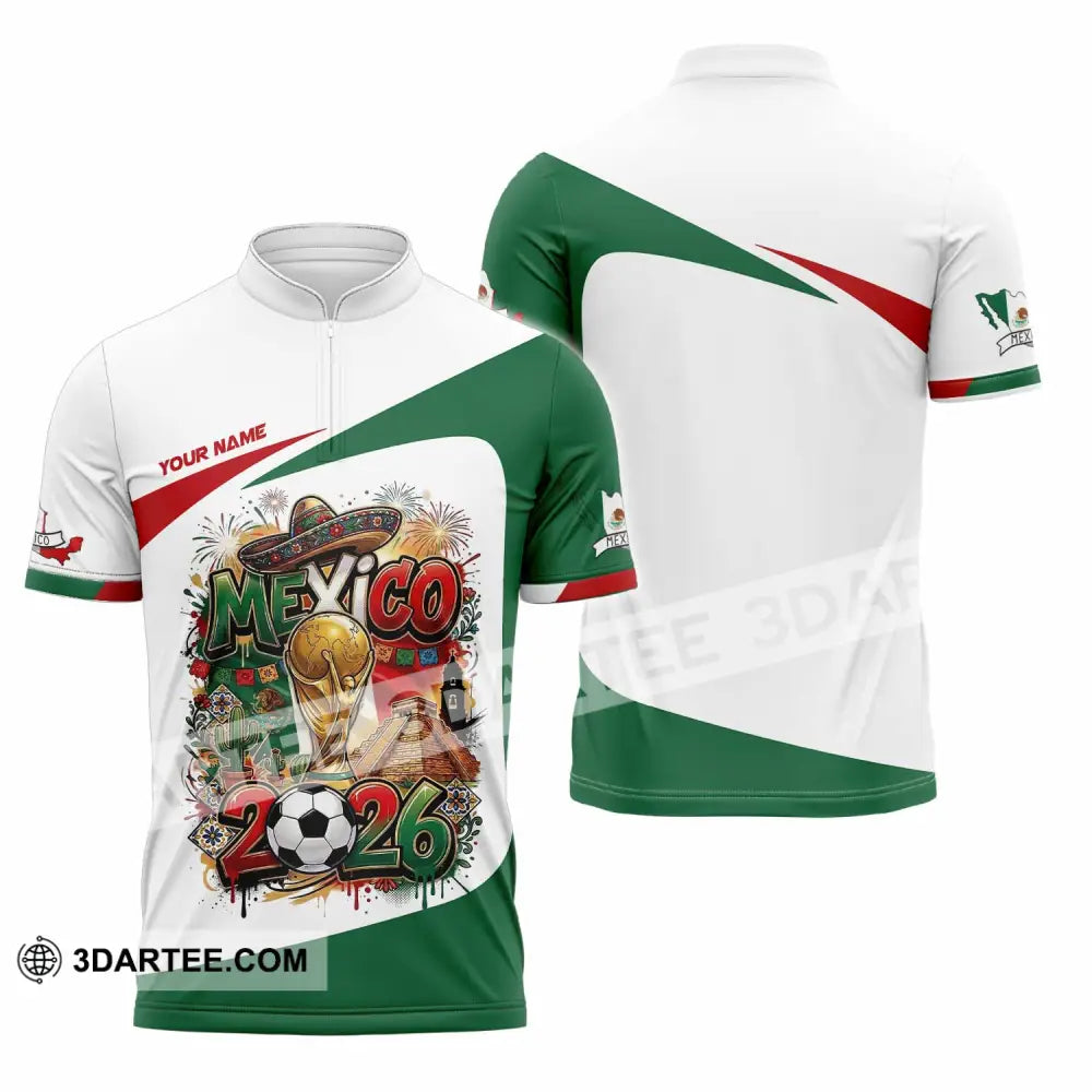 Unisex Shirt - Custom Mexico World Cup 2026 3D Shirt Zipper Polo Shirt / S T-shirt