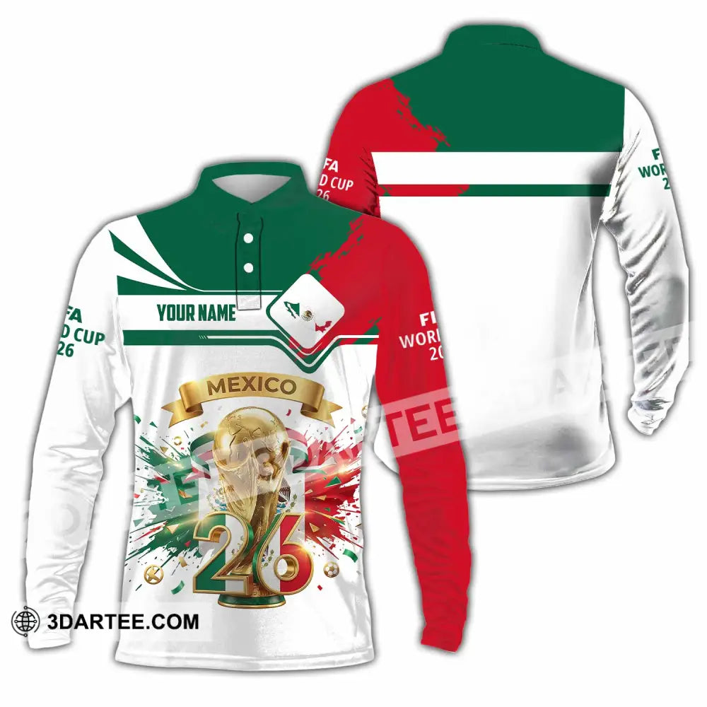Unisex Shirt - Custom Mexico FIFA World Cup 2026 3D Shirt Long Sleeve Polo / S T-shirt